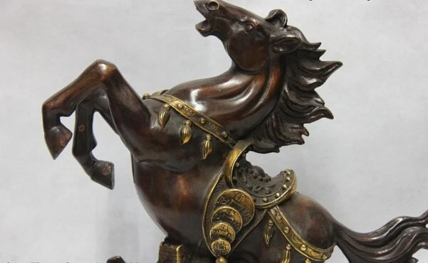 SCY Collectible bronze lion statue S1143 Chinese Copper Bronze Gold Feng Shui Great Wall Wealth Coin Horse Steed Statue B0403 | Дом и сад