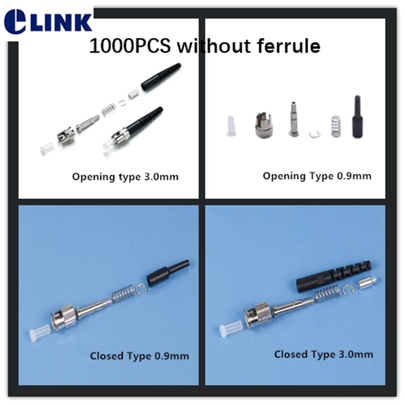 Комплект оптоволоконных коннекторов ST без зажима открытия ободка SM ММ 1000 3 0 2 мм