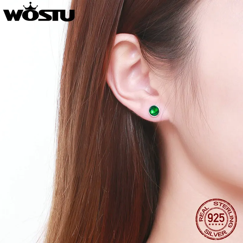 WOSTU, новинка, 925 пробы, серебряные серьги с капельками, для женщин, с королевским зеленым кристаллом, S925, хорошее ювелирное изделие, XCHS500