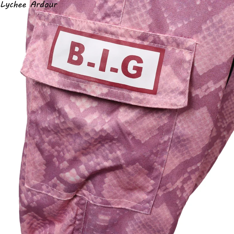 Змеиный принт для женщин летние штаны карман хит цвет письмо печати уличная