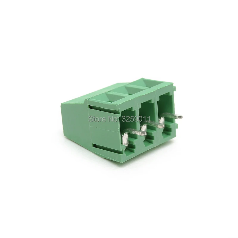100 шт PCB винт Универсальный клеммный блок разъем шаг 5 0 мм 2PIN 300V 10A KF 128-5.0-3P зеленый