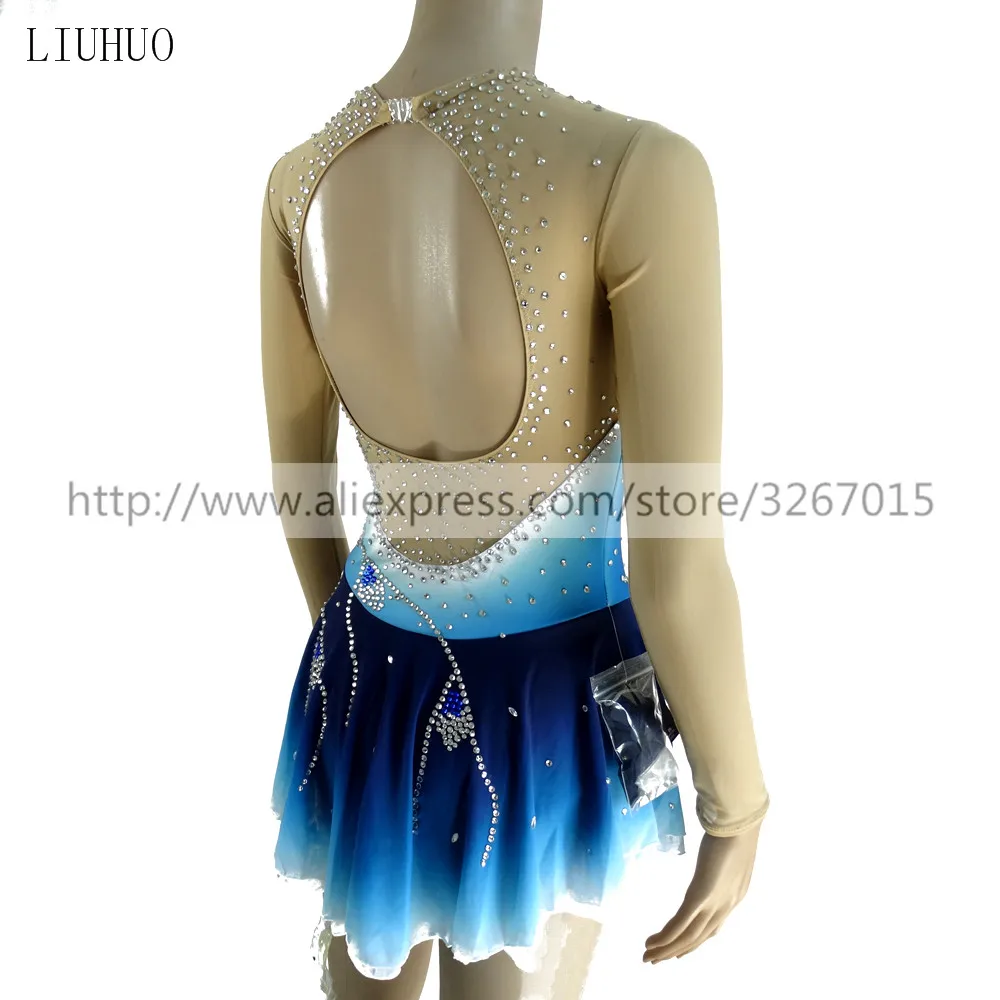 Платье для фигурного катания женское платье на коньках с голубым градиентом