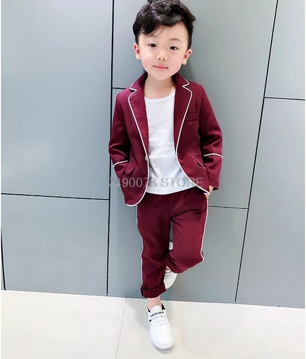 jacket pants 2pcs Свадебный костюм для мальчиков с цветочным принтом; Enfant Garcon Mariage; блейзер для мальчиков; спортивные костюмы для мальчиков; Детские костюмы для церемоний - Цвет: jacket pants 2pcs