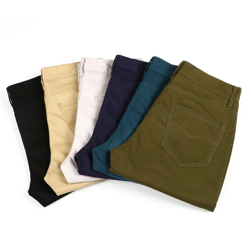Slim Fit casual брюки мужские цвета хаки Плоская передняя прямая посадка army green Длинные