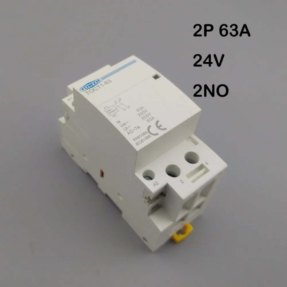 Модульный контактор TOCT1 2P 63A AC 24V 50/60HZ на din рейке бытовой ac 2NO|modular contactor|contactor acac