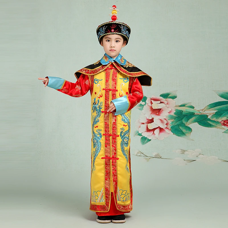 Детский костюм императора королевы длинный Pao Qing Dynasty Prince Little queen костюмы для