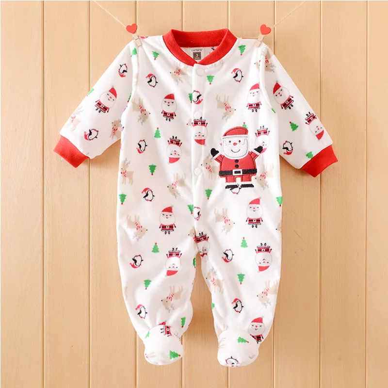 Newborn Baby Girl Sleepwear Christmas Cartoon Footies New Born Home Clothes Infantil Toddle Jumpsuit Polar Fleece Body Suits | Детская