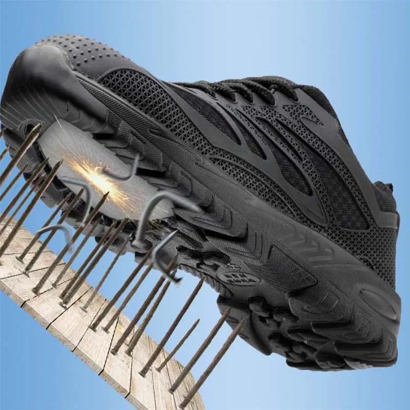 Мужские модные дышащие кроссовки со стальным наконечником новинка 2019 безопасные