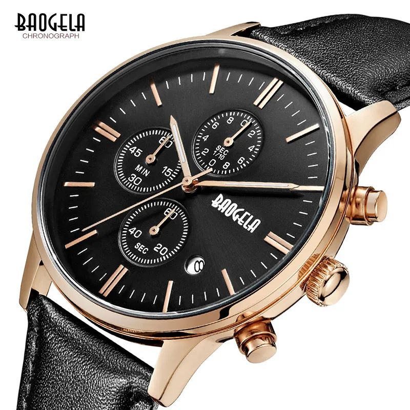 Мужские наручные часы BAOGELA модные спортивные кварцевые из нержавеющей стали с
