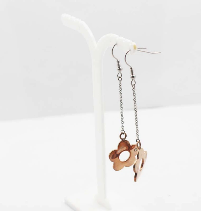 Длинные серьги-подвески в форме цветка серьги из нержавеющей стали ювелирные