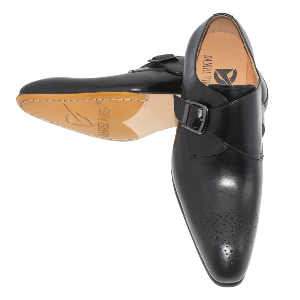 туфли мужские натуральная кожа пуанты черного цвета brogue пряжки лямки указал