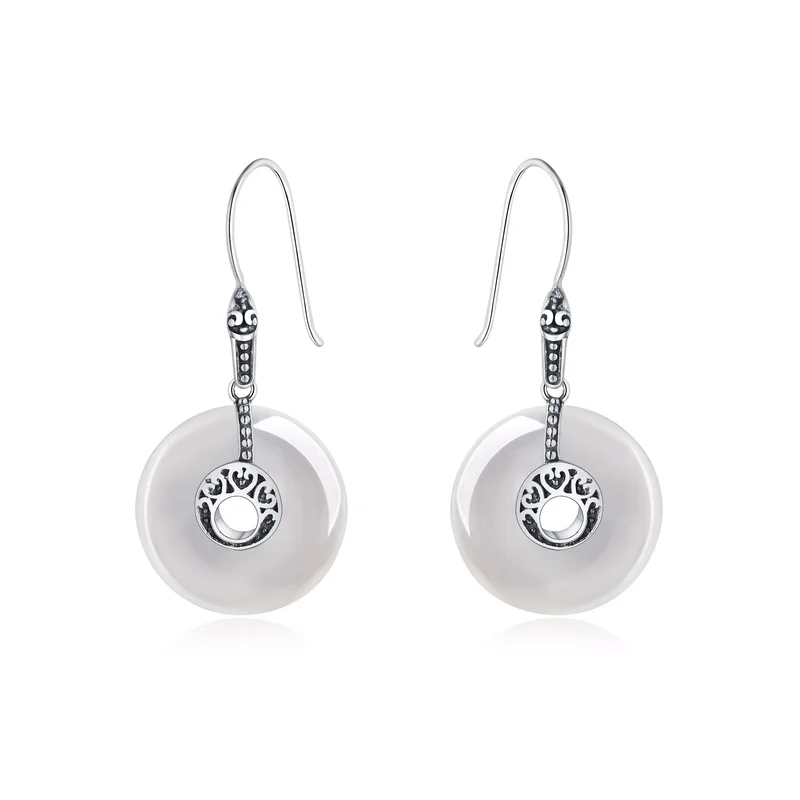 Женские серьги из стерлингового серебра 925 пробы натуральные халцедона для