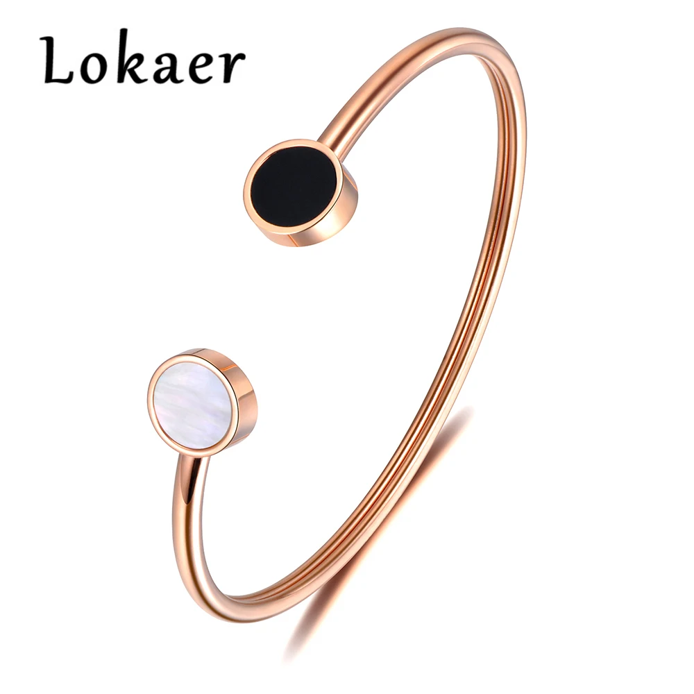 Lokaer браслет из нержавеющей стали белый и черный корпус розовое золото цвет браслет и браслет простой дизайн Рождественский подарок B18175
