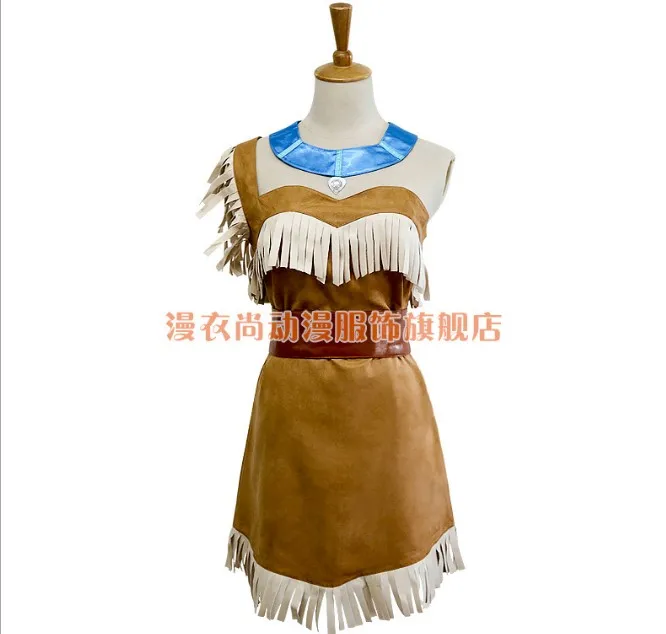 Американский мультфильм Pocahontas Косплей Костюм индийская принцесса матоака сексуальные платья Хэллоуин Карнавал ковбойская униформа