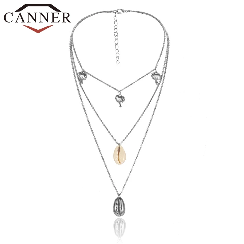 Женский Цветной многослойный кулон в виде ракушек CANNER Золотой/Серебряный с