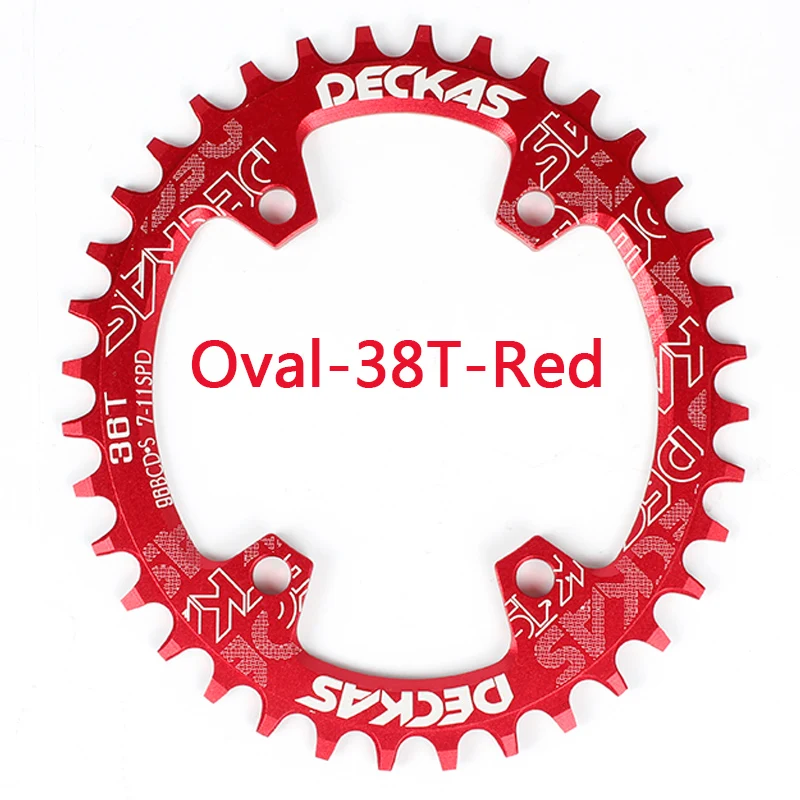 Oval-38T-Red DECKAS MTB горный велосипед шоссейная велосипедная цепь узкая широкая односкоростная круглая/Овальная цепь 104BCD черная/красная Цепь 32 T-38 T - Цвет: Oval-38T-Red
