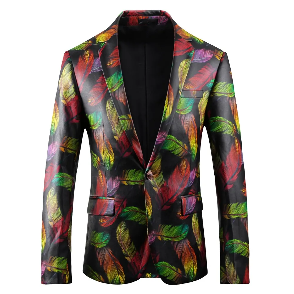 

2019 men's new floral coat spring and autumn new men's suit jacket fashion single-breasted slim suit jacket