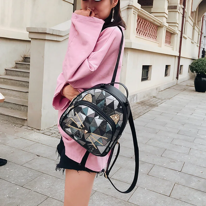 Печать рюкзак небольшой Высокое качество Pu кожа Школьные сумки для подростков