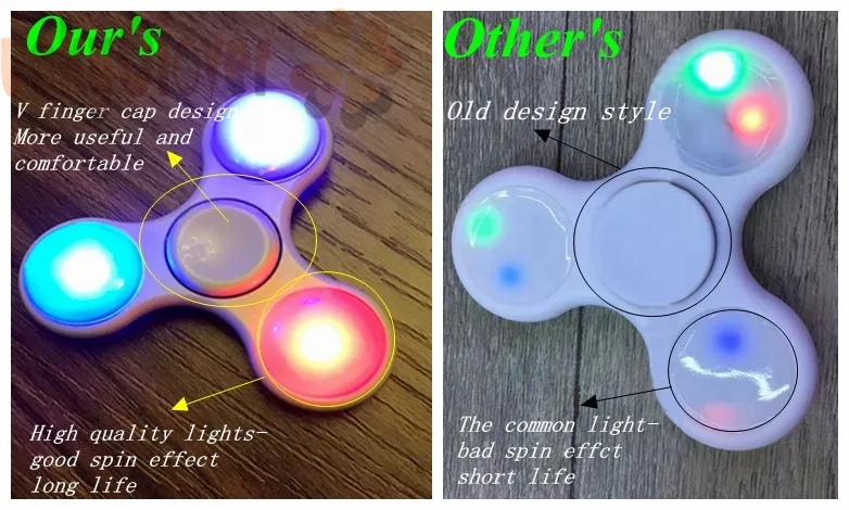 1 шт. Черный ABS Tri-spinner керамический центральный подшипник светодиодный Спиннер светящаяся игрушка-Лидер продаж, спинер, антистресс, EDC Figet Spiner