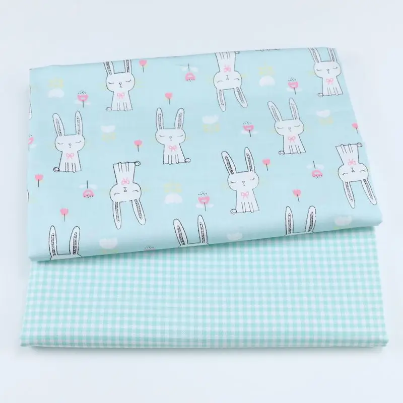 160 см * 50 хлопковая ткань серый розовый зеленый мультфильм кролик цветы 3 мм для