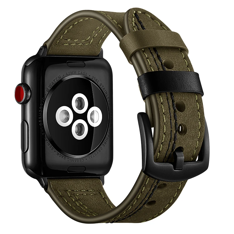 Newest 7 lLne Genuine Leather Watch Strap Band For Apple Series 1 2 3 4 Watchbands iWatch Bands 38mm 42mm 40mm 44mm | Наручные часы