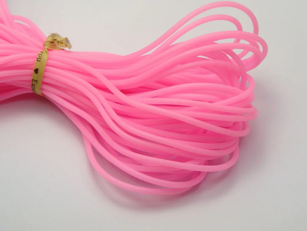 

10 Meter Pink 2mm Soft Hollow Rubber Tubing Jewelry Cord Cover Memory Wire