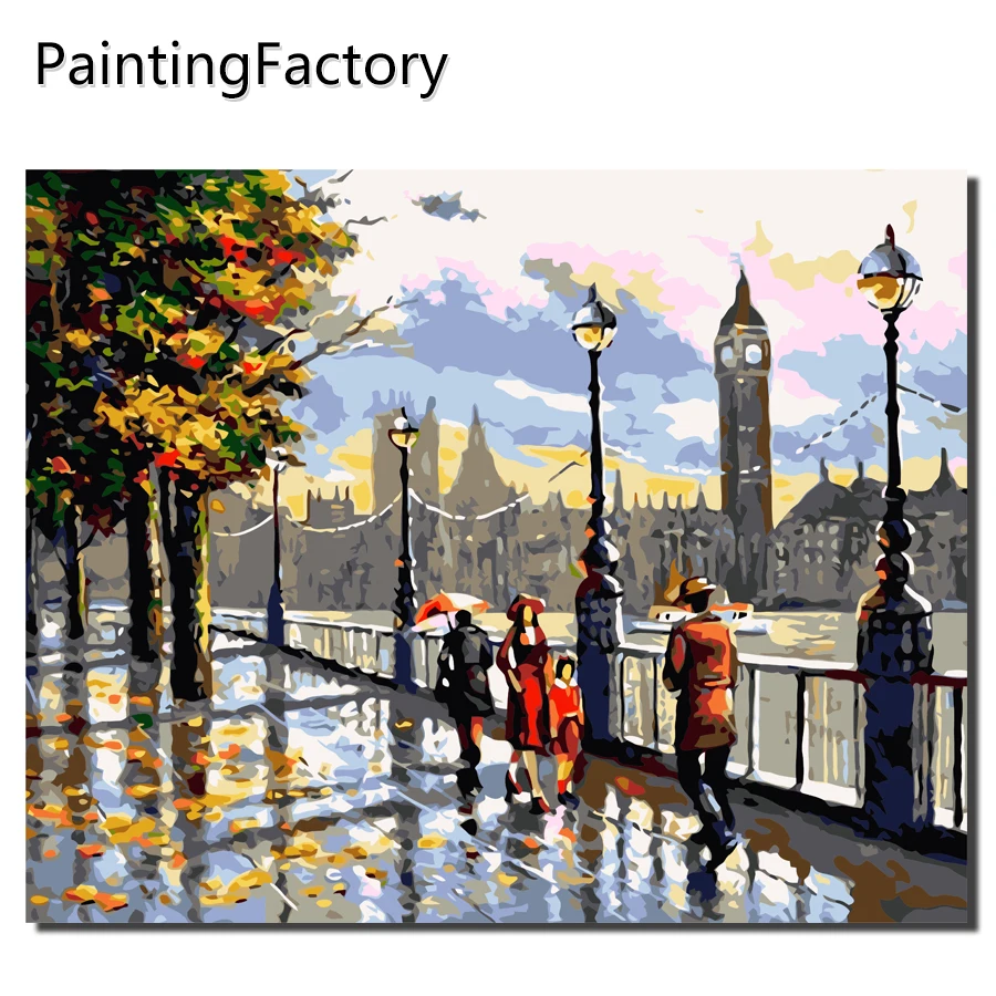 PaintingFactoryFrameless Париж улица Diy Цифровая живопись по номерам Акриловая картина