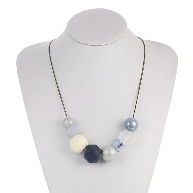 Pinksee Elegant Acrylic Beads Necklace for Women Geometric &amp Pendant Statement Collar Charm Jewelry Gifts | Украшения и