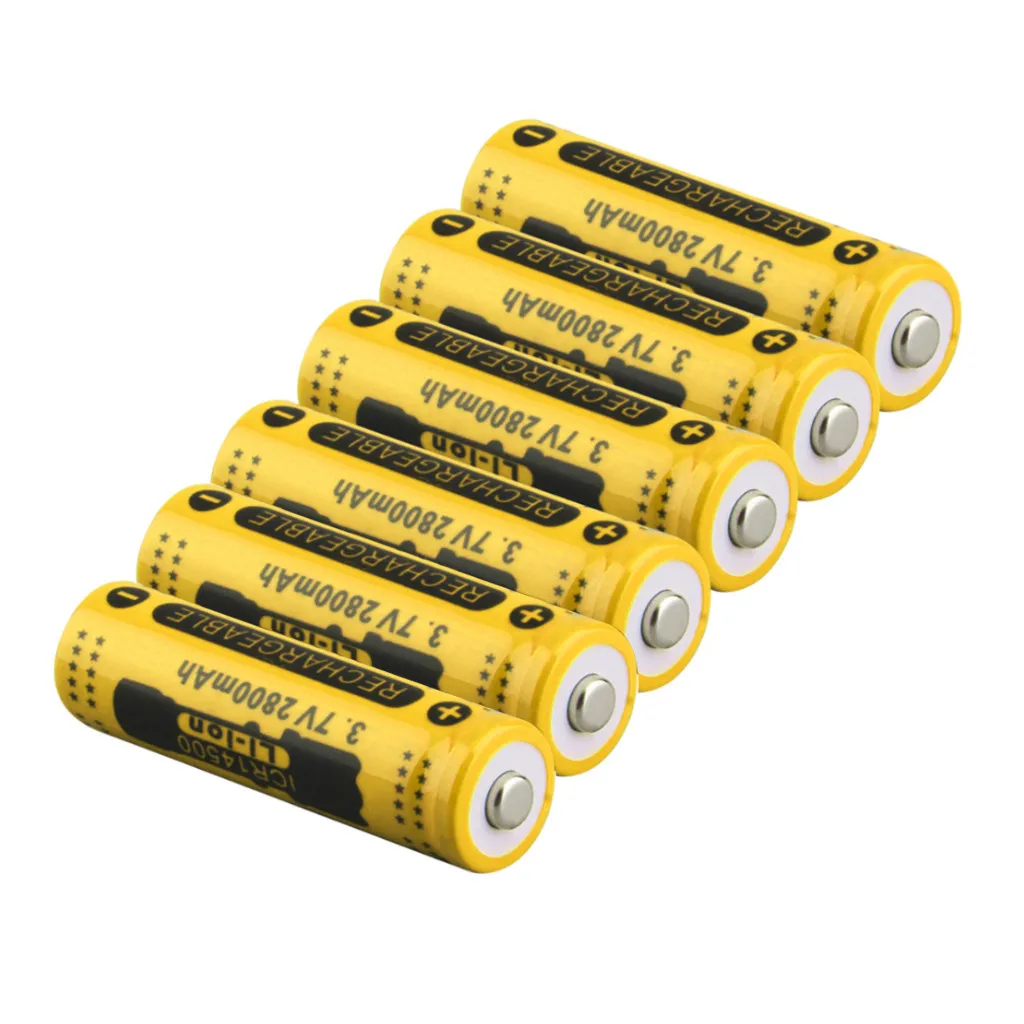 6 шт. перезаряжаемая литиевая батарея 14500 цилиндрическая 3 7 V 2800mAh 18650