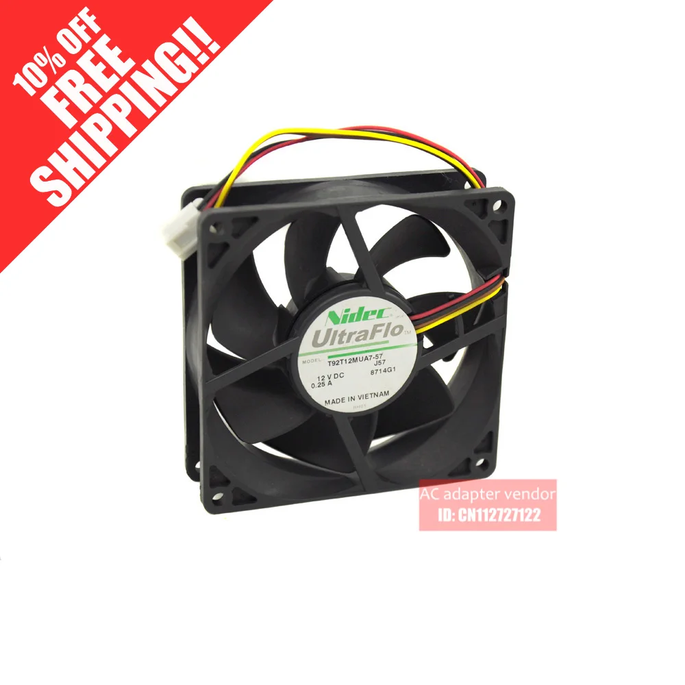 

Nissan NIDEC T92T12MUA7-57 9025 9CM chassis fan 12V 0.25A wind capacity
