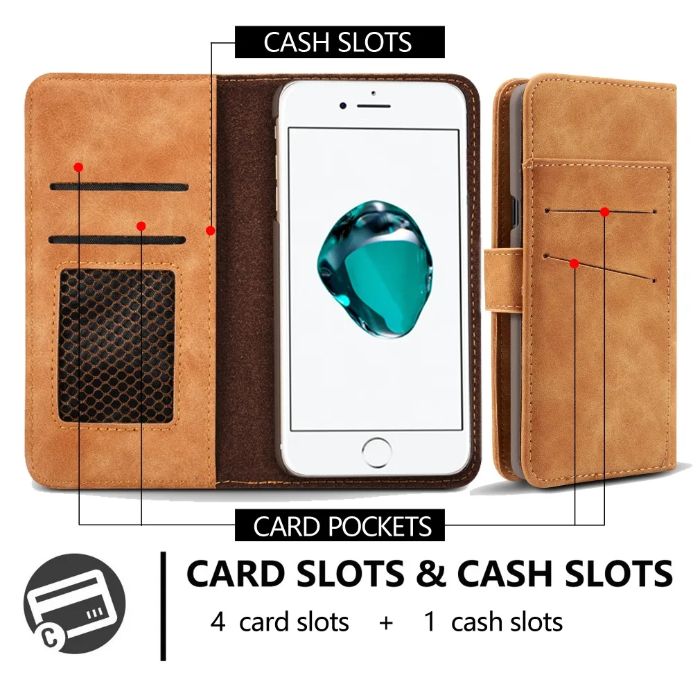 [Длинные Стивен] для iPhone 6 plus Уникальный съемный кожаный Бумажник Filp магнит adorption