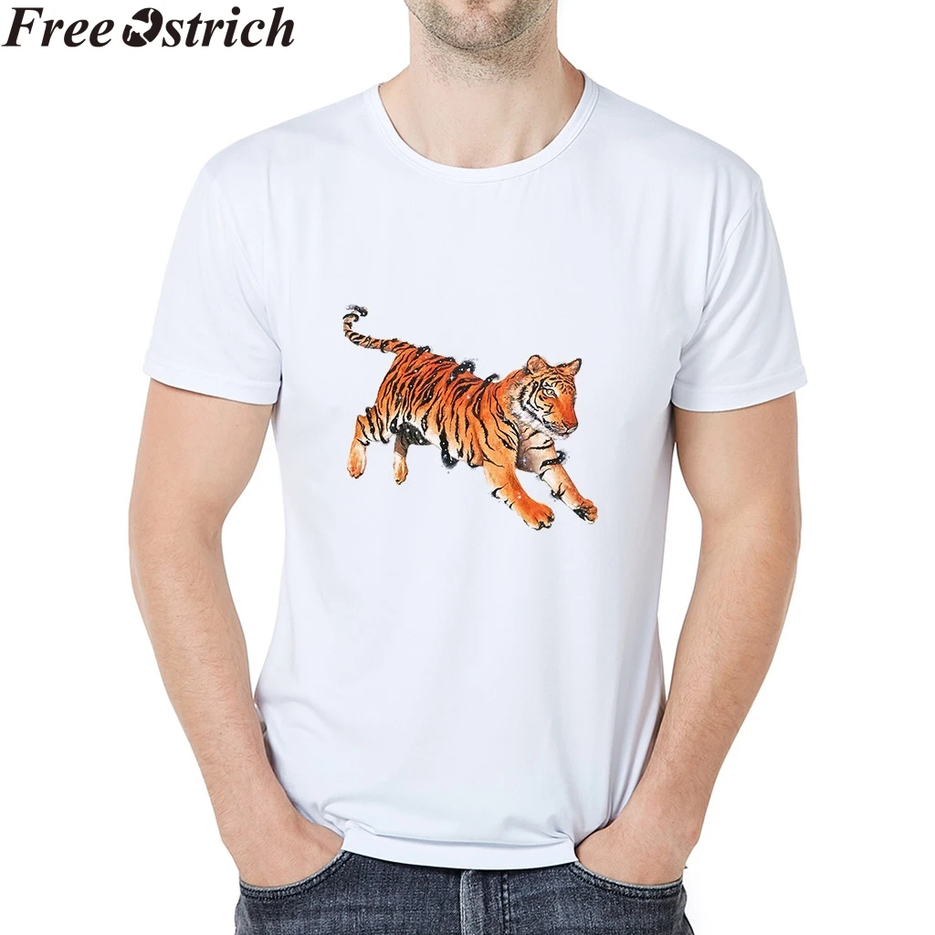 Летняя мужская повседневная футболка с короткими рукавами эластичная 3D принтом