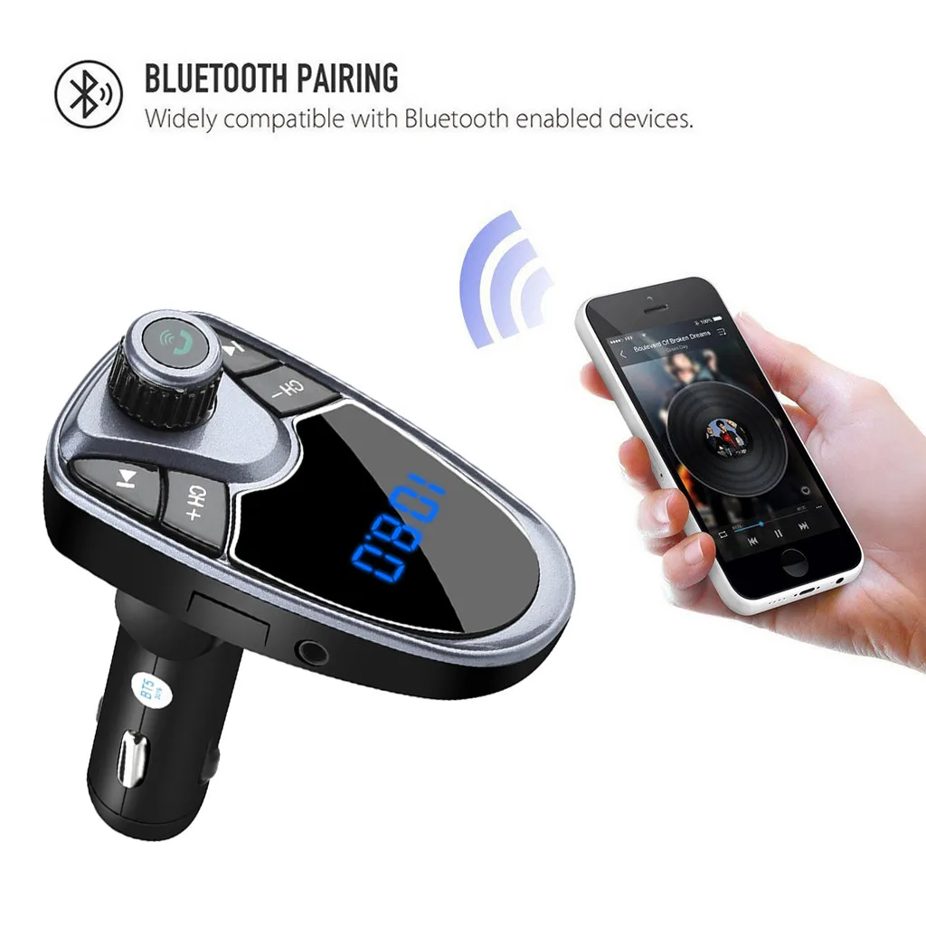 Автомобильный комплект громкой связи беспроводной Bluetooth fm-передатчик ЖК MP3-плеер USB зарядное устройство 2.1A автомобильные аксессуары Handsfree Авто fm-модулятор