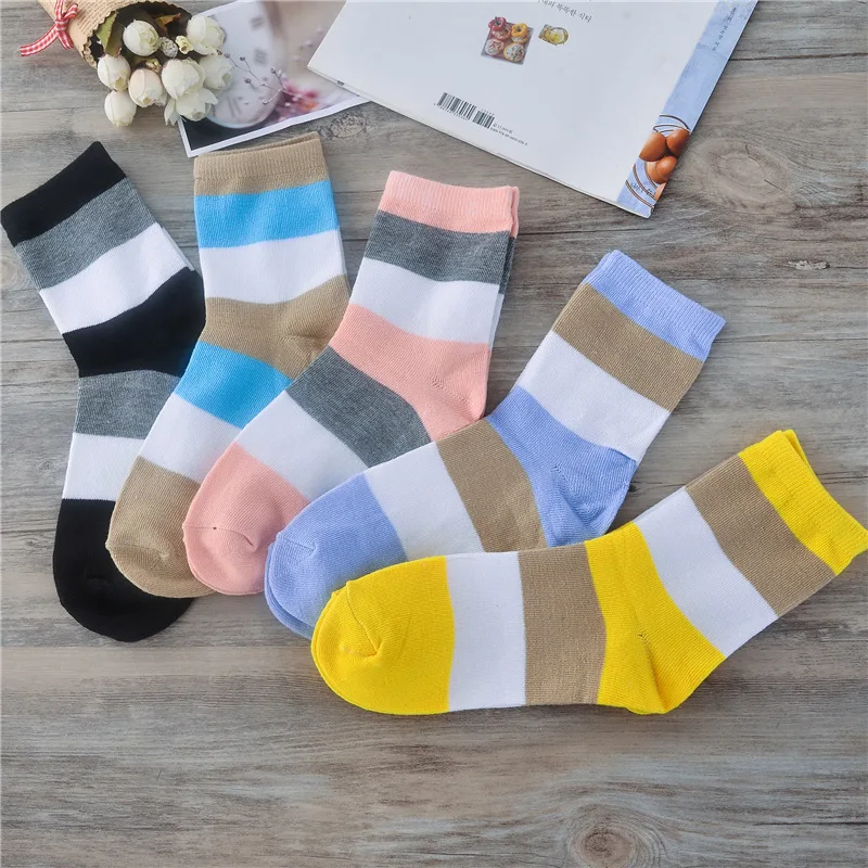 Женские однотонные носки в полоску теплые удобные 5 цветов 3 цвета сезон