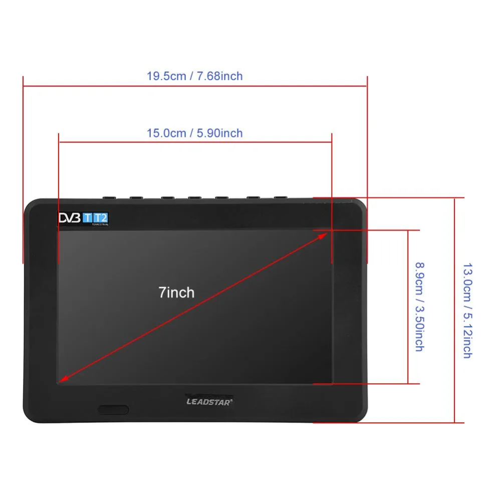 LEADSTAR 7 дюймов DVB-T-T2 16:9 HD цифровой аналоговый портативный ТВ цветной телевизор плеер для дома автомобиля для ЕС разъем