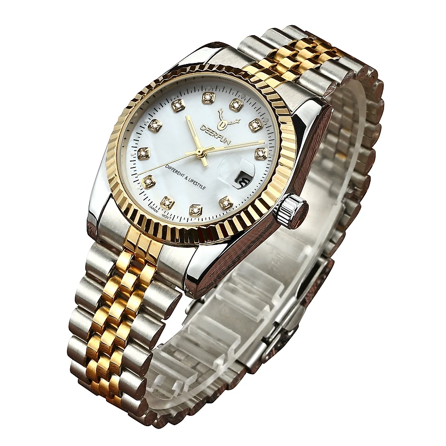 Роскошные золотые часы для мужчин Rolexable ободок сапфировое стекло нержавеющая сталь ремешок для женщин кварцевые наручные часы может плавать