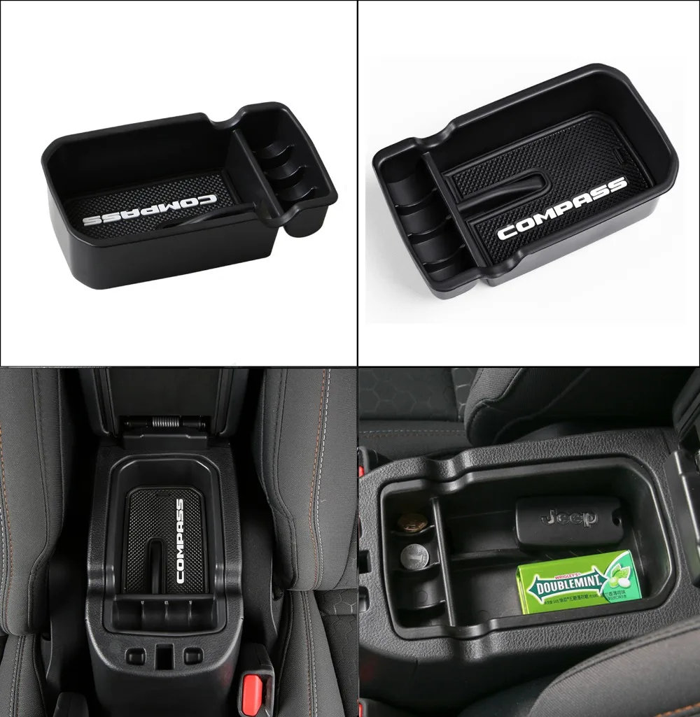 Для Jeep Compass подлокотник коробка для хранения держатель Контейнер перчатка Органайзер компас аксессуары для салона автомобиля 2 шт