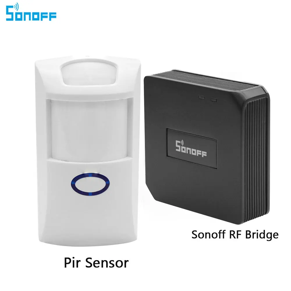 Pir and RF Sonoff РЧ мост 433 МГц Wifi беспроводной PIR датчик двери и окна датчик сигнализации для умного дома безопасности Alexa Google Home - Комплект: Pir and RF