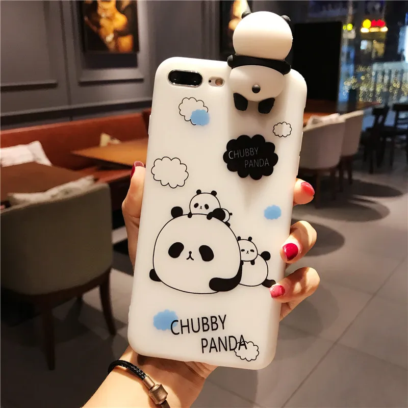 Для iphone 8/8 plus чехол+ Защитная пленка для экрана для iphone 7 plus милый 3D с мультипликационным принтом «панда», задняя крышка для iphone 6s Стекло пленка