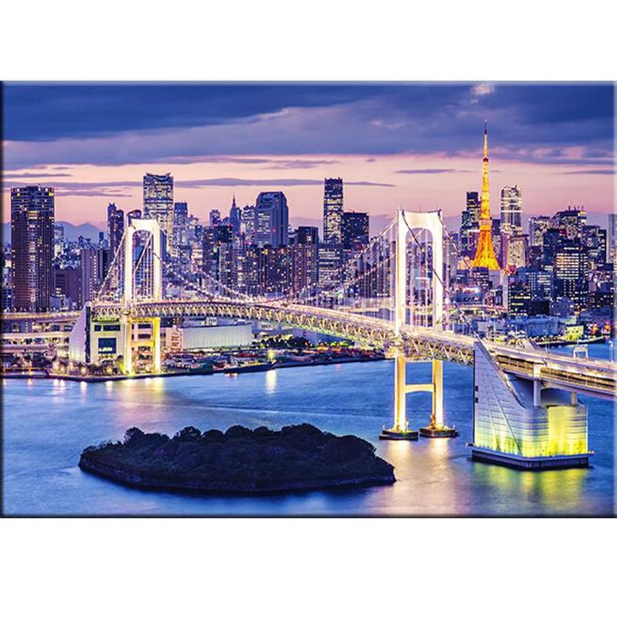 

Full square drill 3D diamond painting cross stitch diamond embroidery mosaic pattern Rainbow Bridge new york Night scenery decor