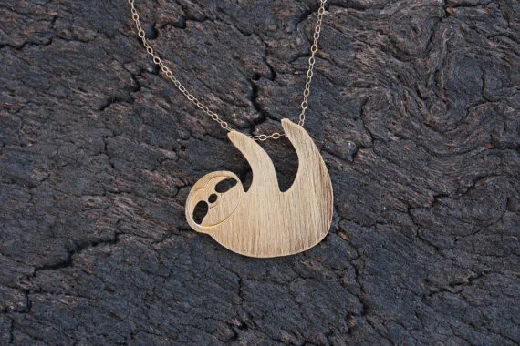 

Trendy Personalized Sloth Pendant Gold Silver Color Hanging Sloth Jewelry Statement Necklace