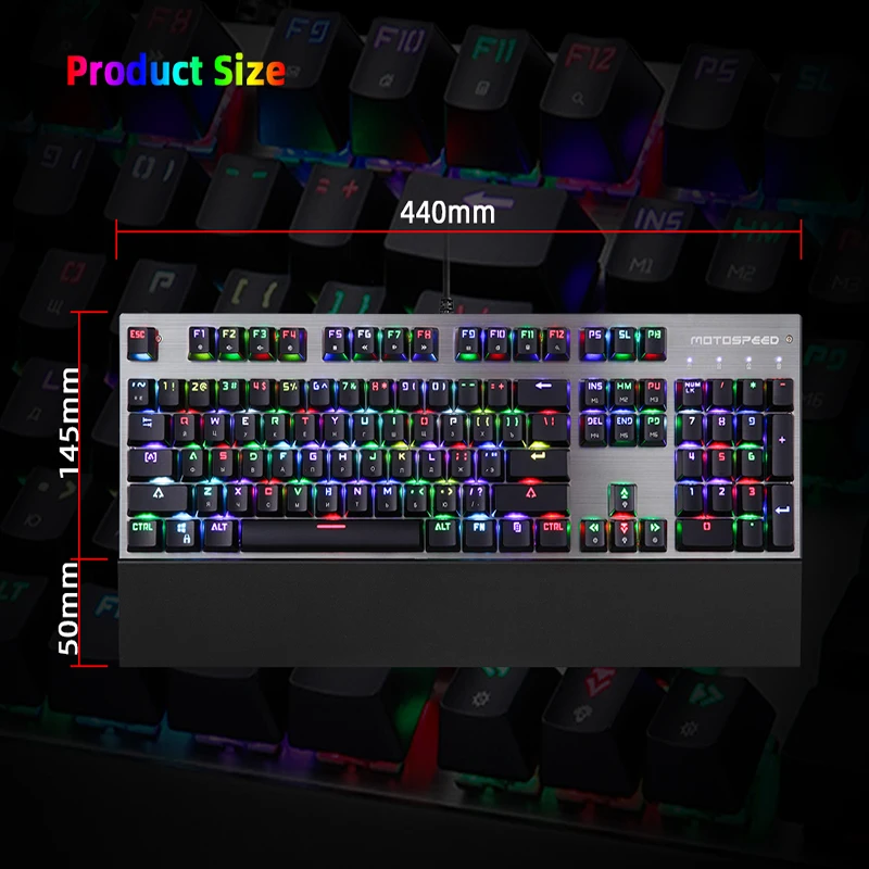 Клавиатура Motospeed CK108 игровая Механическая Проводная с RGB подсветкой 104