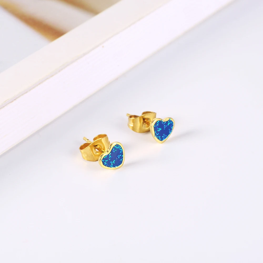 Женские маленькие серьги гвоздики OUFEI из нержавеющей стали с сердечком модные