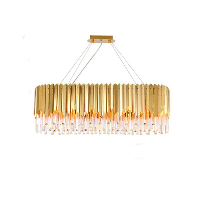 

jmmxiuz Luxury Modern Crystal Chandelier For Dining Room Rectangle Gold Home Lamp Crystal Kitchen Island LED Crystal Chandeliers