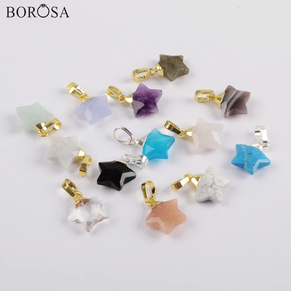 BOROSA 10 шт. новая звезда форма мульти-вид Подвеска из камней радуга бусины для браслета крошечное сердце для серьги для ожерелья ручной работы WX1171
