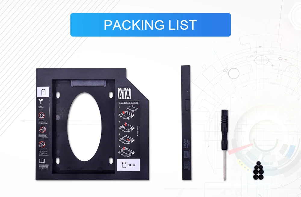 CHIPAL Универсальный второй 2 HDD Caddy 9,5 мм 9 мм SATA 3,0 для 2,5 ''SSD жесткий диск чехол адаптер для ноутбука CD-rom корпус для ноутбука DVD rom optibay