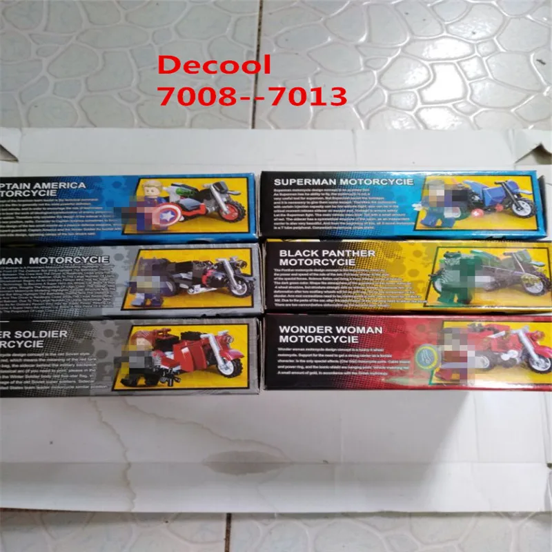 Decool 7008-7013 Marvel Super Hero гражданская война мотоциклы строительные блоки кирпичи