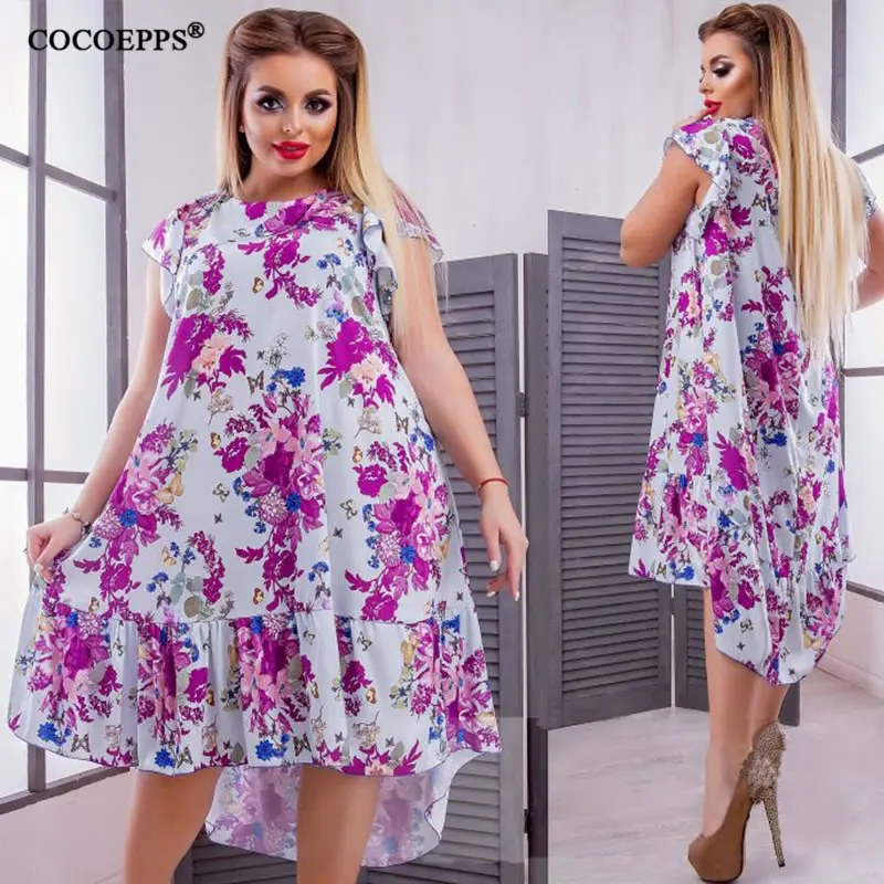 5XL 6XL 2019 летнее женское платье с цветочным принтом большого размера женские