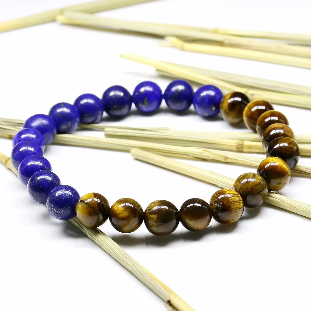 Модные ювелирные изделия для мужчин и женщин 8 мм натуральный тигровый глаз