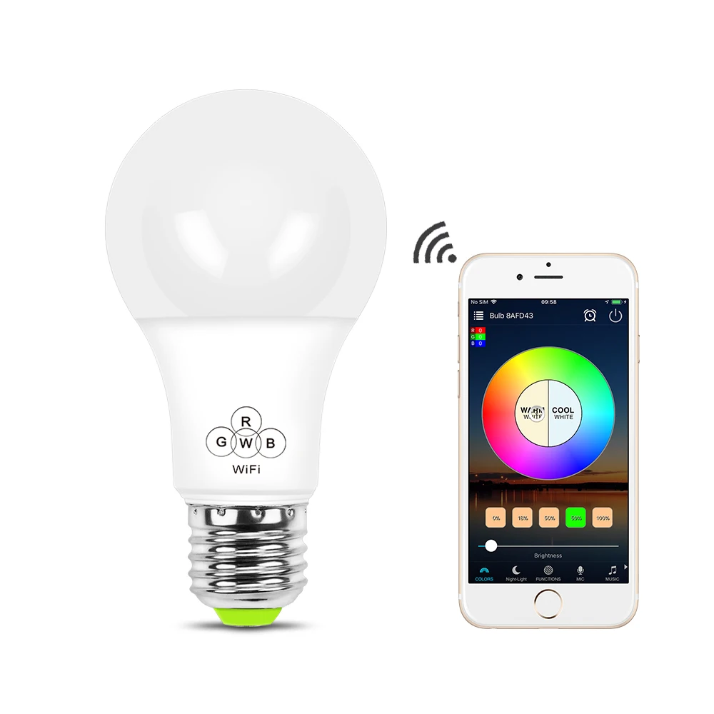 AC110V 220V 4 5 W WIFI RGBW умный светодиодный светильник лампа для управления телефоном Amazon